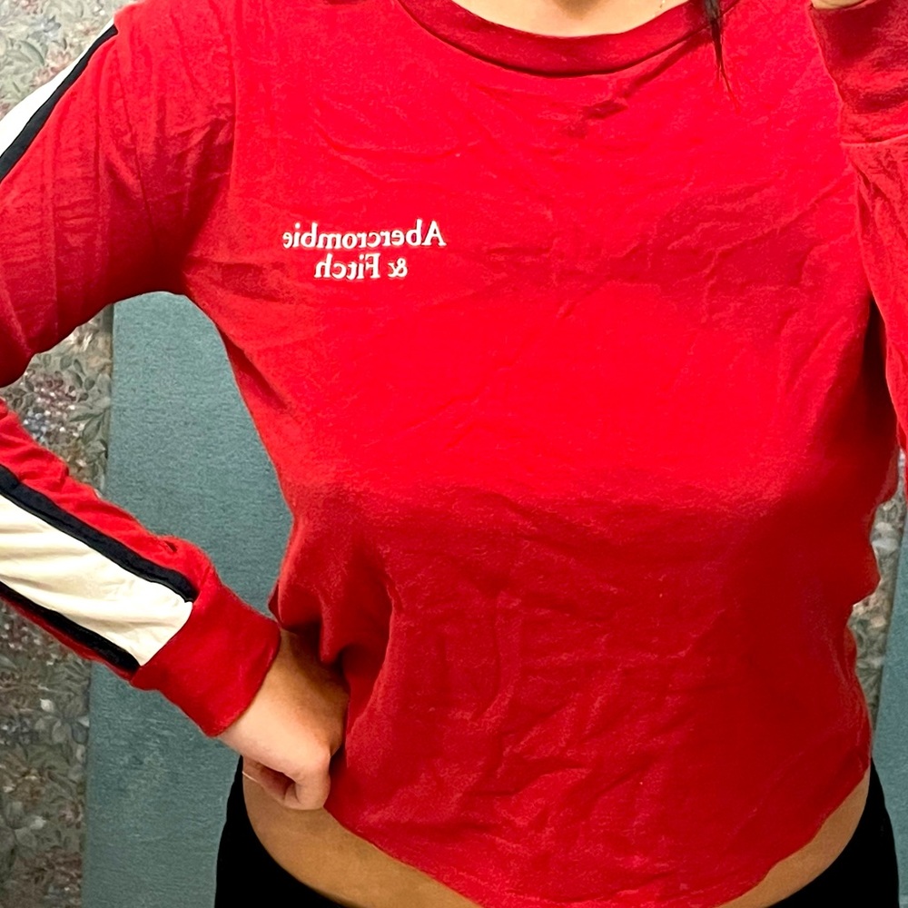 super cute red long sleeve tee from abercrombie & fitch